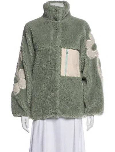 Pre-owned Sandy Liang Floral Print Jacket In Green