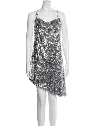Pre-owned Sandy Liang Floral Print Knee-length Dress In Silver