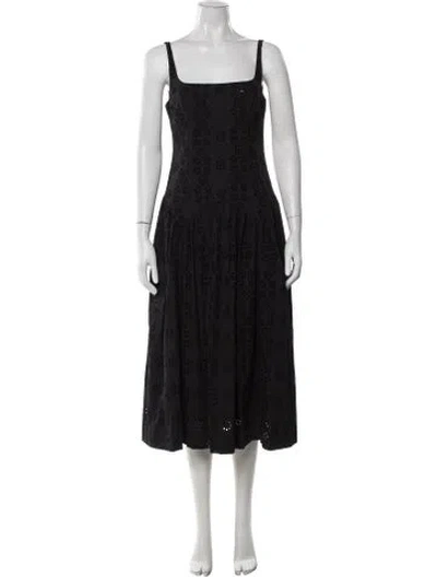 Pre-owned Sandy Liang Floral Print Midi Length Dress In Black