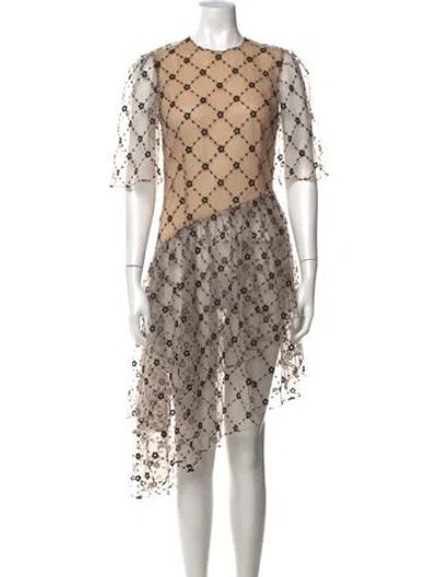 Pre-owned Sandy Liang Floral Print Midi Length Dress In Black/neutrals
