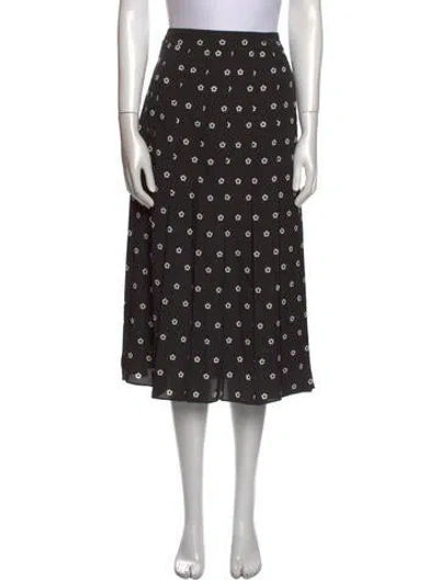 Pre-owned Sandy Liang Floral Print Midi Length Skirt In Black