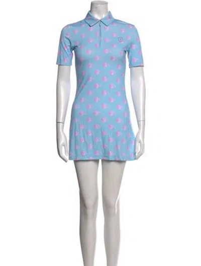 Pre-owned Sandy Liang Floral Print Mini Dress In Blue
