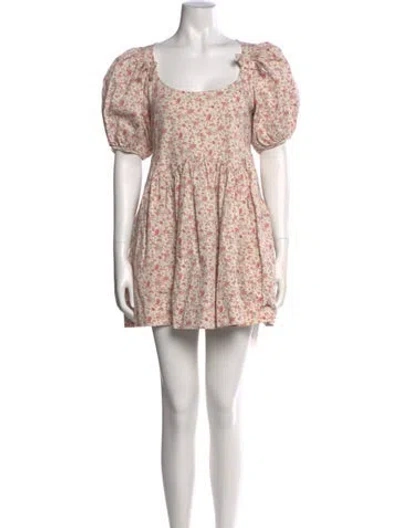 Pre-owned Sandy Liang Floral Print Mini Dress In Neutral