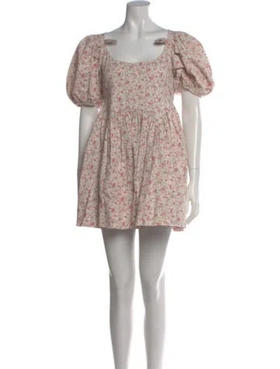 Pre-owned Sandy Liang Floral Print Mini Dress In Neutral