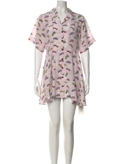 Pre-owned Sandy Liang Floral Print Mini Dress In Pink