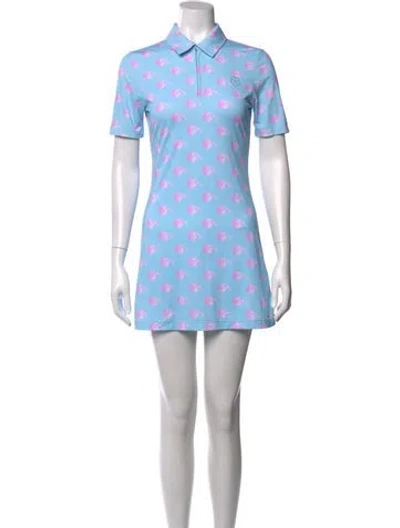 Pre-owned Sandy Liang Floral Print Mini Dress W/ Tags In Blue