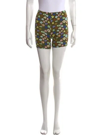 Pre-owned Sandy Liang Floral Print Mini Shorts In Brown