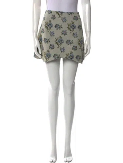 Pre-owned Sandy Liang Floral Print Mini Skirt In Gray