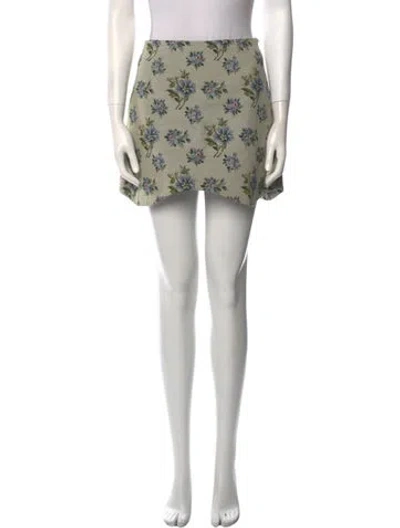 Pre-owned Sandy Liang Floral Print Mini Skirt In Neutral