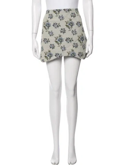 Pre-owned Sandy Liang Floral Print Mini Skirt In Neutrals