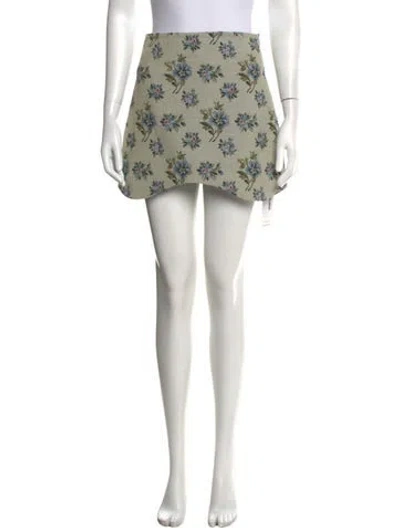 Pre-owned Sandy Liang Floral Print Mini Skirt In Neutrals