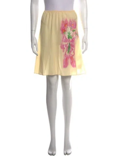 Pre-owned Sandy Liang Floral Print Mini Skirt In Yellow