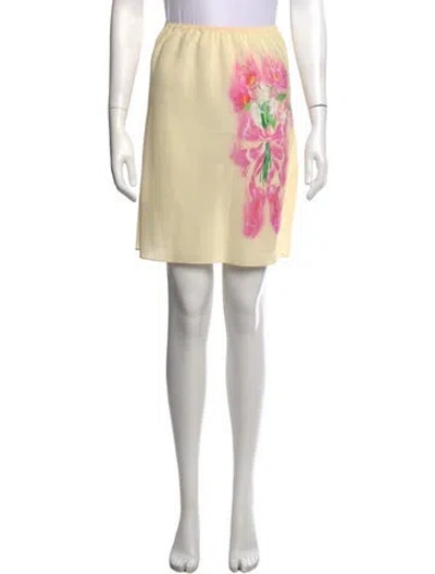 Pre-owned Sandy Liang Floral Print Mini Skirt In Yellow
