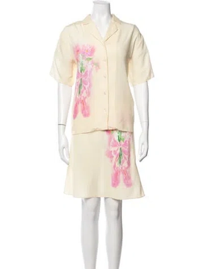 Pre-owned Sandy Liang Floral Print Skirt Set In Neutral