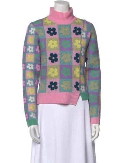 Pre-owned Sandy Liang Floral Print Turtleneck Sweater In Multi