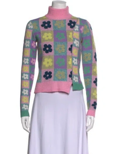 Pre-owned Sandy Liang Floral Print Turtleneck Sweater In Purple