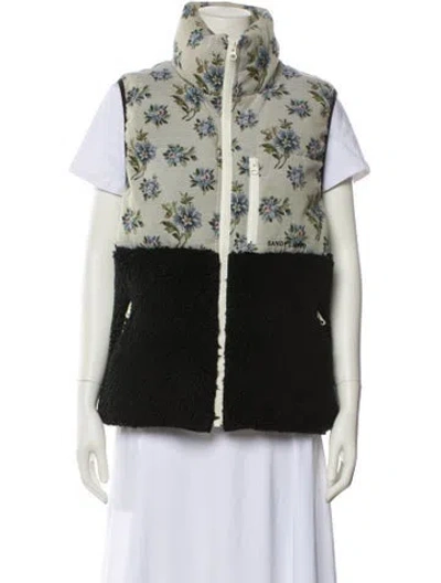 Pre-owned Sandy Liang Floral Print Vest In Black