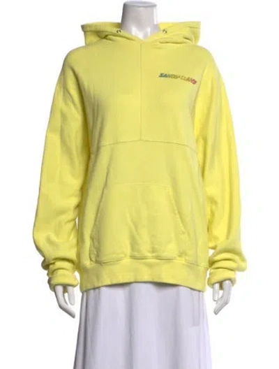 Pre-owned Sandy Liang Graphic Print Crew Neck Hoodie In Yellow