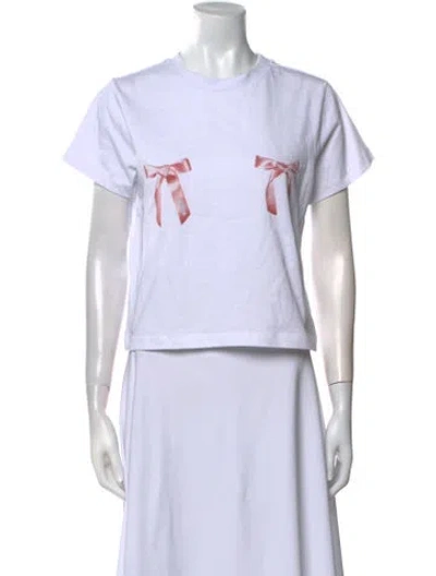 Pre-owned Sandy Liang Graphic Print Crew Neck T-shirt In Blue