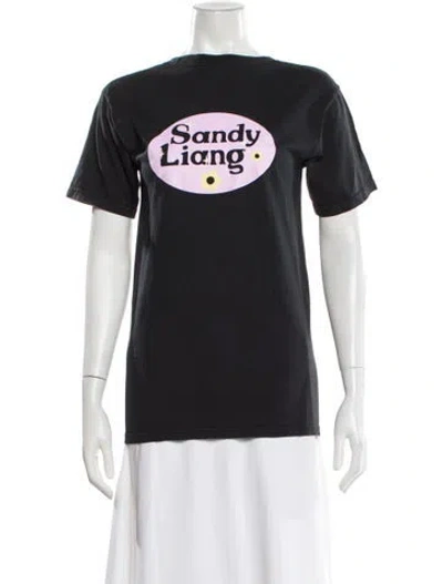 Pre-owned Sandy Liang Graphic Print Crew Neck T-shirt In Gray