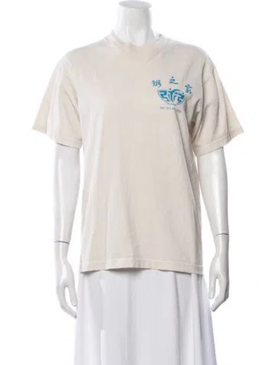 Pre-owned Sandy Liang Graphic Print Crew Neck T-shirt In Neutral