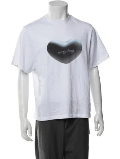 Pre-owned Sandy Liang Graphic Print Crew Neck T-shirt In White