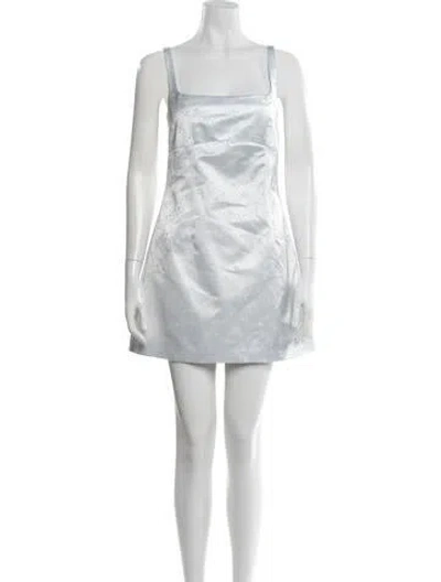 Pre-owned Sandy Liang Graphic Print Mini Dress In Blue/white