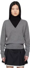 Sandy Liang Gray & Black Bamboo Turtleneck In Charcoal