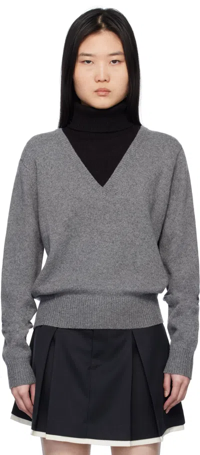 Sandy Liang Gray & Black Bamboo Turtleneck In Charcoal