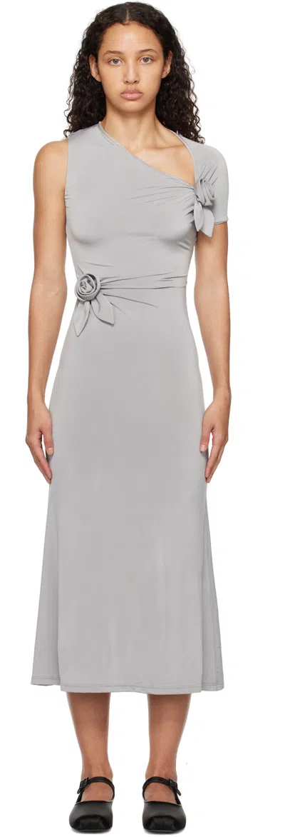 Sandy Liang Gray Fille Midi Dress In 030 Grey