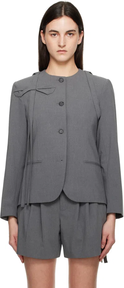 Sandy Liang Gray Kallo Blazer In Grey