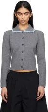 Sandy Liang Roche Lambswool Blend Cardigan In Charcoal