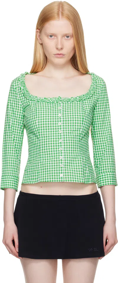 Sandy Liang Green Simona Blouse