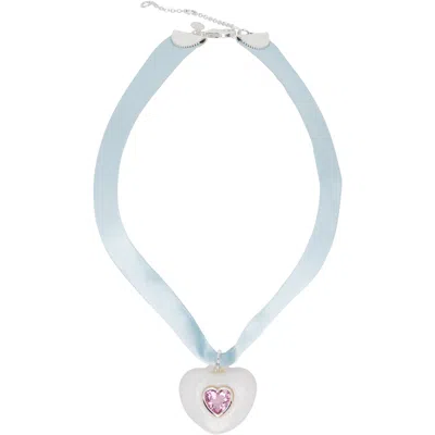 Sandy Liang Gummy Heart Choker In Light Blue