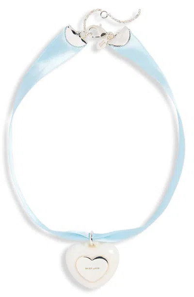 Sandy Liang Gummy Heart Choker Necklace In Light Blue
