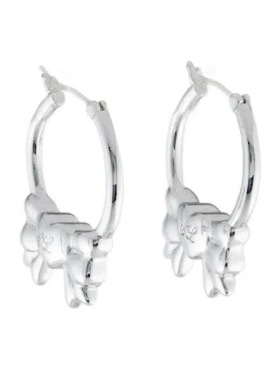 Pre-owned Sandy Liang Heart Bow Hoop Earrings In Multi