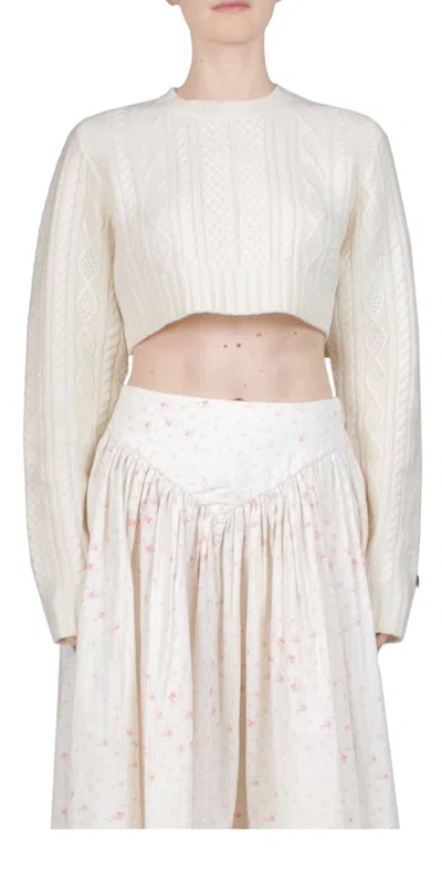 Sandy Liang Hunter Sweater In Bone In Beige