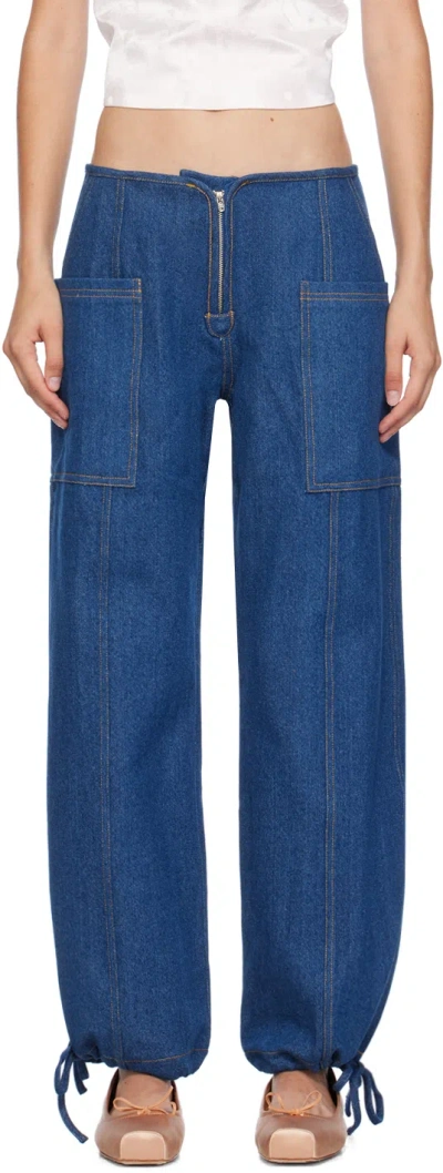 Sandy Liang Indigo Tifosi Jeans In 420 Indigo