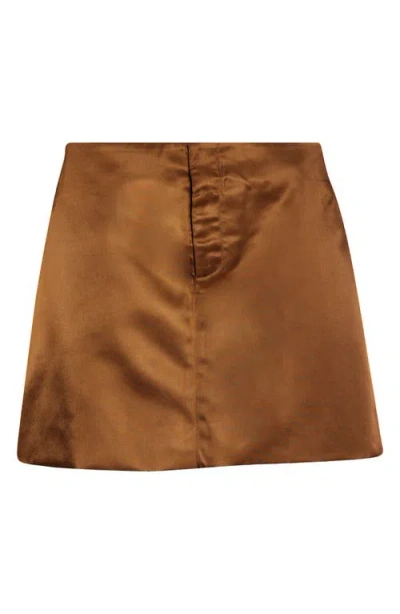 Sandy Liang Jardin Satin Miniskirt In Brown