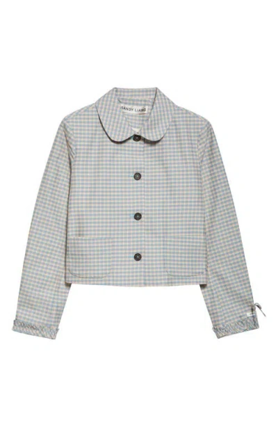 Sandy Liang Karube Gingham Jacket In Aqua Multi