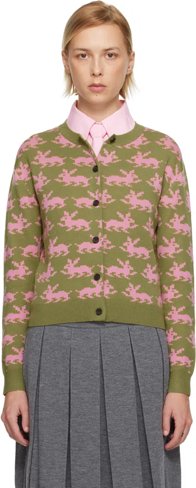 Sandy Liang Khaki & Pink Bouchette Cardigan In Multi