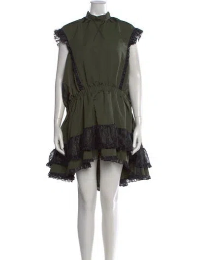 Pre-owned Sandy Liang Lace Pattern Mini Dress In Multi