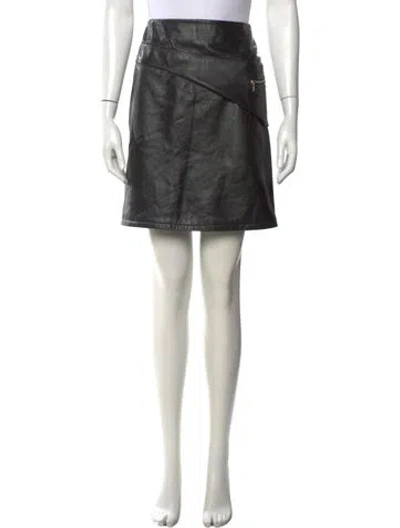Pre-owned Sandy Liang Lamb Leather Mini Skirt In Black