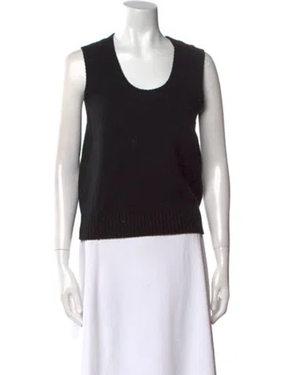 Pre-owned Sandy Liang Lambswool Scoop Neck Sweater In Black