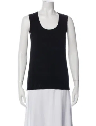 Pre-owned Sandy Liang Lambswool Scoop Neck Top In Blue