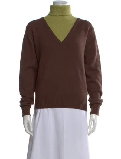Pre-owned Sandy Liang Lambswool Turtleneck Sweater In Brown