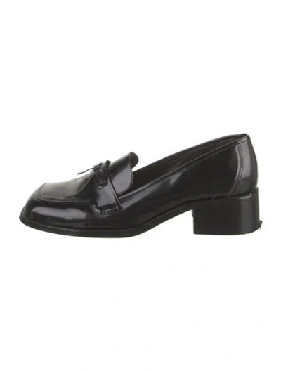 Pre-owned Sandy Liang Leather Bow Accents Pumps In Black