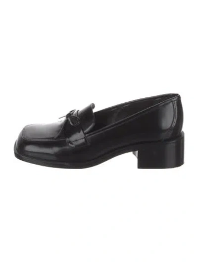 Pre-owned Sandy Liang Leather Loafers In Black