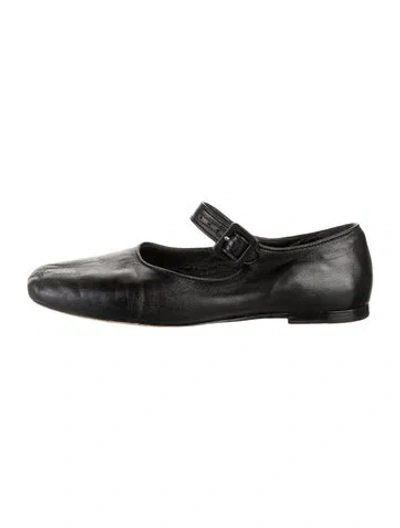 Pre-owned Sandy Liang Leather Mary Jane Flats In Black