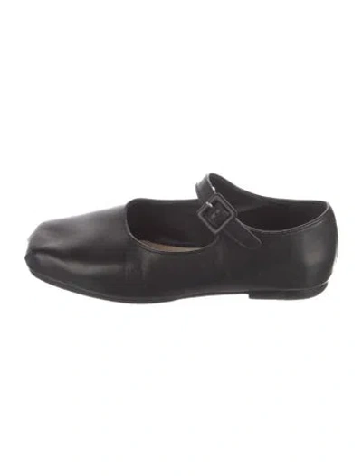 Pre-owned Sandy Liang Leather Mary Jane Flats In Black